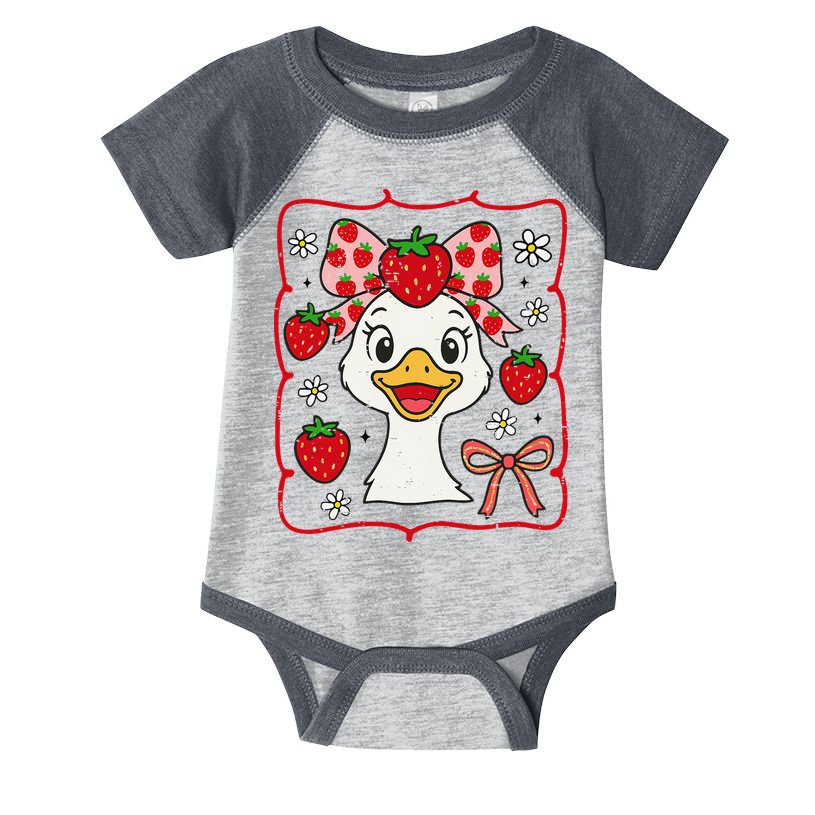 Coquette Bow Cute Strawberry Goose Lover Girly Summer Vibes Infant Baby Jersey Bodysuit