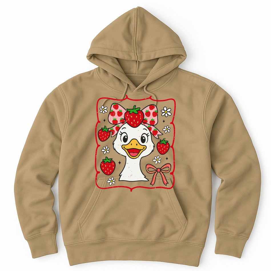 Coquette Bow Cute Strawberry Goose Lover Girly Summer Vibes Hoodie