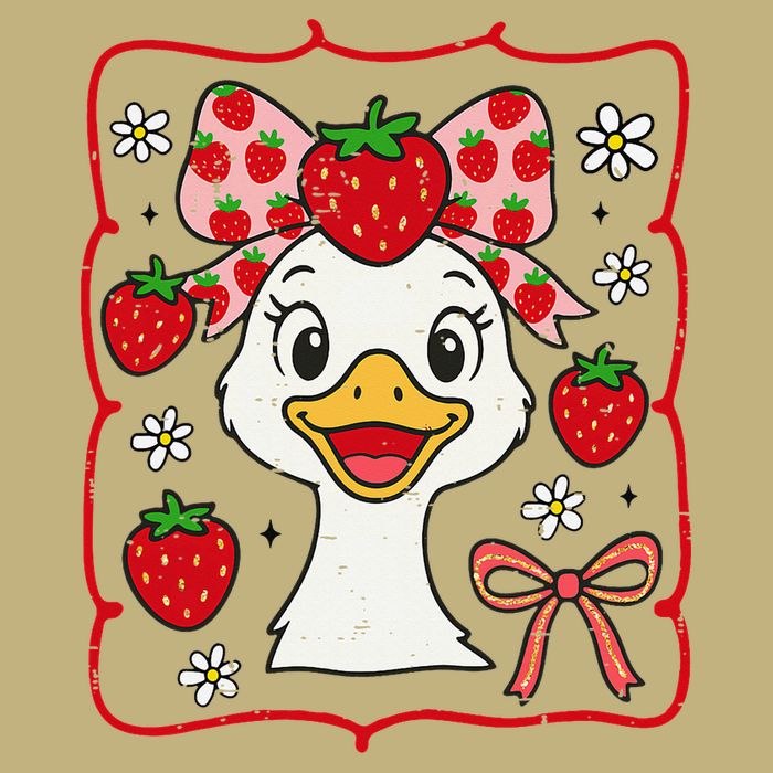 Coquette Bow Cute Strawberry Goose Lover Girly Summer Vibes Button