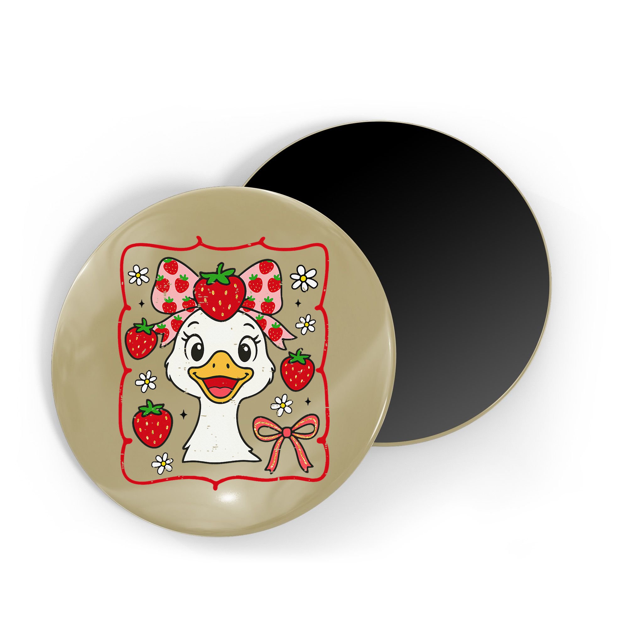 Coquette Bow Cute Strawberry Goose Lover Girly Summer Vibes Magnet