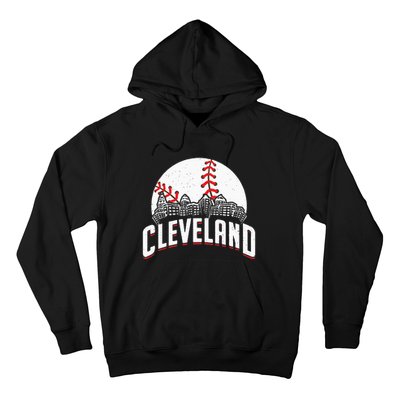 Cleveland Baseball Cityscape Skyline Retro Fan Hoodie