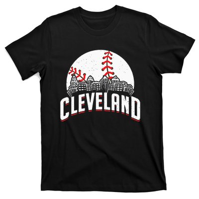 Cleveland Baseball Cityscape Skyline Retro Fan T-Shirt