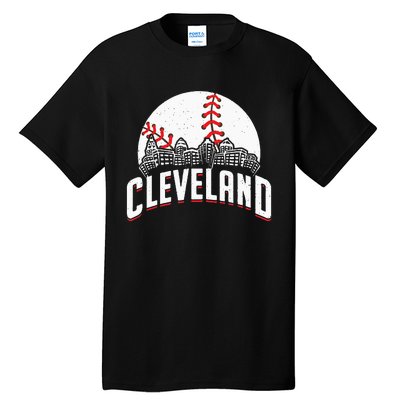 Cleveland Baseball Cityscape Skyline Retro Fan Tall T-Shirt