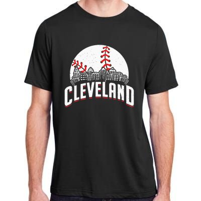 Cleveland Baseball Cityscape Skyline Retro Fan Adult ChromaSoft Performance T-Shirt