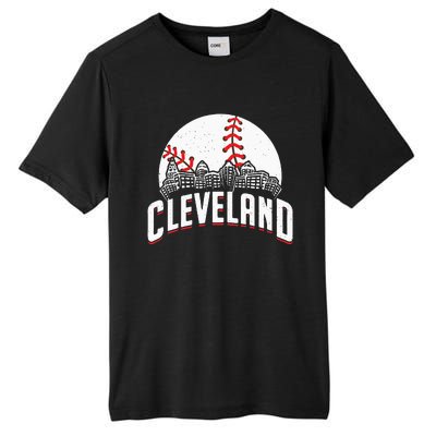 Cleveland Baseball Cityscape Skyline Retro Fan Tall Fusion ChromaSoft Performance T-Shirt