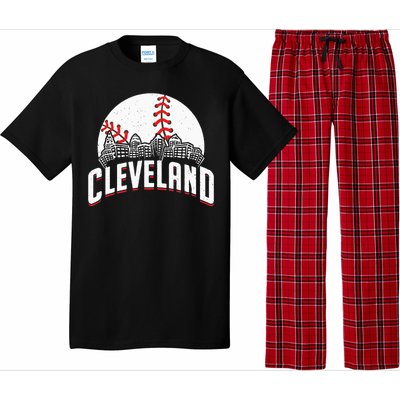 Cleveland Baseball Cityscape Skyline Retro Fan Pajama Set