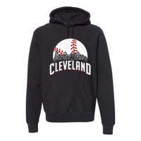 Cleveland Baseball Cityscape Skyline Retro Fan Premium Hoodie