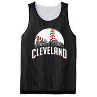 Cleveland Baseball Cityscape Skyline Retro Fan Mesh Reversible Basketball Jersey Tank