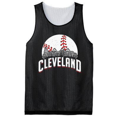 Cleveland Baseball Cityscape Skyline Retro Fan Mesh Reversible Basketball Jersey Tank