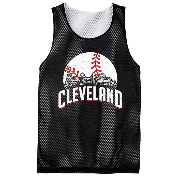 Cleveland Baseball Cityscape Skyline Retro Fan Mesh Reversible Basketball Jersey Tank