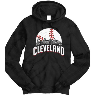 Cleveland Baseball Cityscape Skyline Retro Fan Tie Dye Hoodie