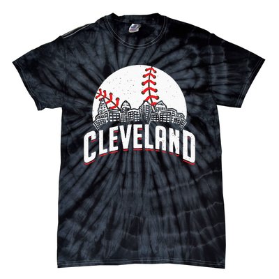 Cleveland Baseball Cityscape Skyline Retro Fan Tie-Dye T-Shirt