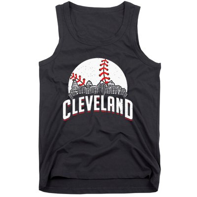 Cleveland Baseball Cityscape Skyline Retro Fan Tank Top