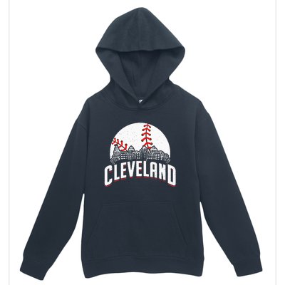 Cleveland Baseball Cityscape Skyline Retro Fan Urban Pullover Hoodie