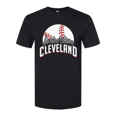 Cleveland Baseball Cityscape Skyline Retro Fan Softstyle CVC T-Shirt