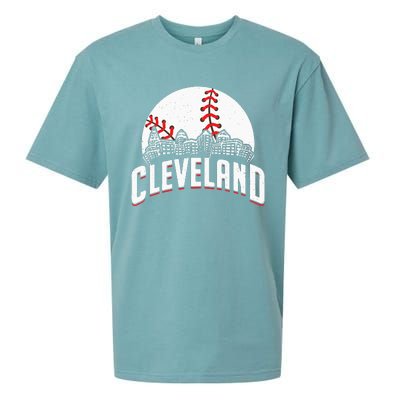 Cleveland Baseball Cityscape Skyline Retro Fan Sueded Cloud Jersey T-Shirt