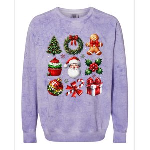 Coquette Bow Christmas Santa 2024 Colorblast Crewneck Sweatshirt