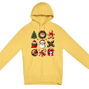 Coquette Bow Christmas Santa 2024 Premium Pullover Hoodie