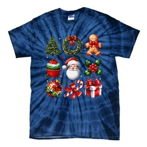 Coquette Bow Christmas Santa 2024 Tie-Dye T-Shirt