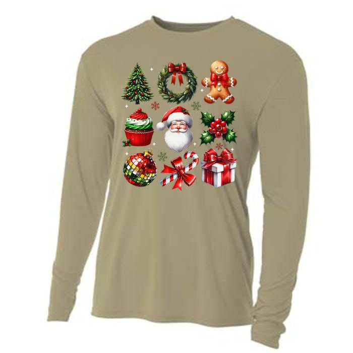 Coquette Bow Christmas Santa 2024 Cooling Performance Long Sleeve Crew