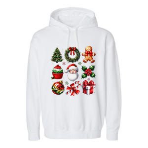 Coquette Bow Christmas Santa 2024 Garment-Dyed Fleece Hoodie