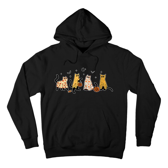 Cute Black Cats In Ghost Costume Hoodie