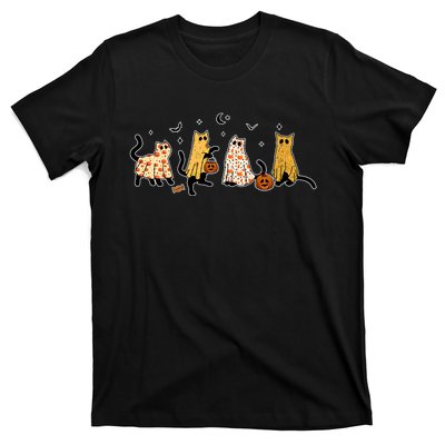 Cute Black Cats In Ghost Costume T-Shirt