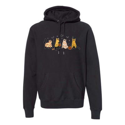 Cute Black Cats In Ghost Costume Premium Hoodie