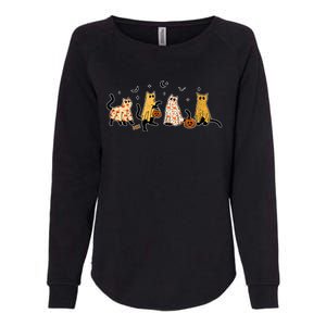 Cute Black Cats In Ghost Costume Womens California Wash Sweatshirt