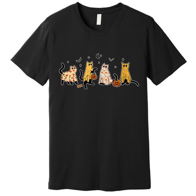 Cute Black Cats In Ghost Costume Premium T-Shirt