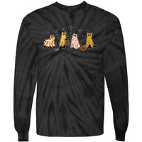 Cute Black Cats In Ghost Costume Tie-Dye Long Sleeve Shirt