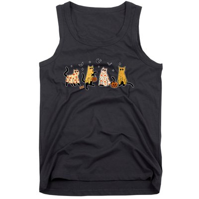 Cute Black Cats In Ghost Costume Tank Top