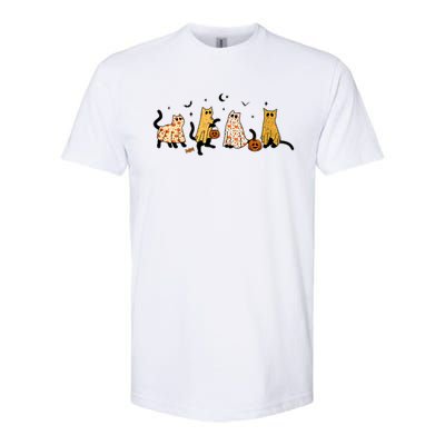 Cute Black Cats In Ghost Costume Softstyle CVC T-Shirt