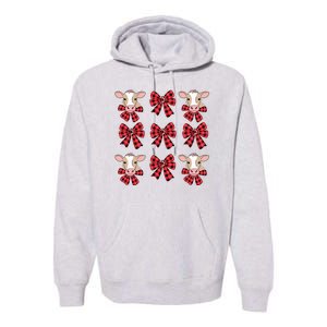 Coquette Bow Christmas Highland Cow Santa Cute Xmas Girl Premium Hoodie