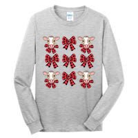 Coquette Bow Christmas Highland Cow Santa Cute Xmas Girl Tall Long Sleeve T-Shirt