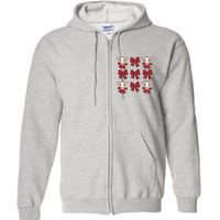 Coquette Bow Christmas Highland Cow Santa Cute Xmas Girl Full Zip Hoodie