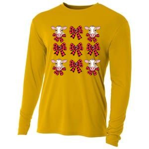 Coquette Bow Christmas Highland Cow Santa Cute Xmas Girl Cooling Performance Long Sleeve Crew