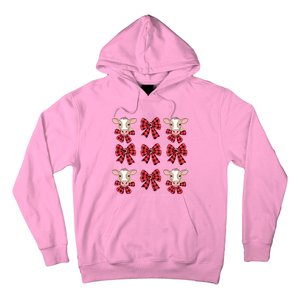 Coquette Bow Christmas Highland Cow Santa Cute Xmas Girl Hoodie