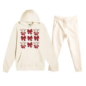 Coquette Bow Christmas Highland Cow Santa Cute Xmas Girl Premium Hooded Sweatsuit Set