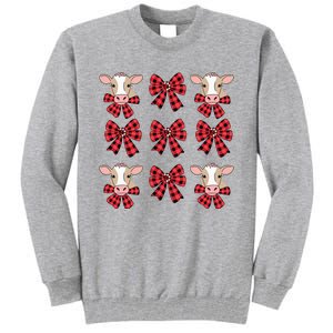 Coquette Bow Christmas Highland Cow Santa Cute Xmas Girl Tall Sweatshirt