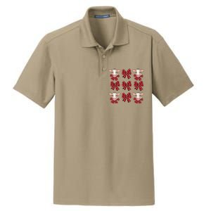 Coquette Bow Christmas Highland Cow Santa Cute Xmas Girl Dry Zone Grid Polo