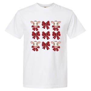 Coquette Bow Christmas Highland Cow Santa Cute Xmas Girl Garment-Dyed Heavyweight T-Shirt