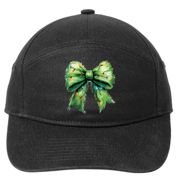 Christmas Bow Coquette Christmas Bow 7-Panel Snapback Hat