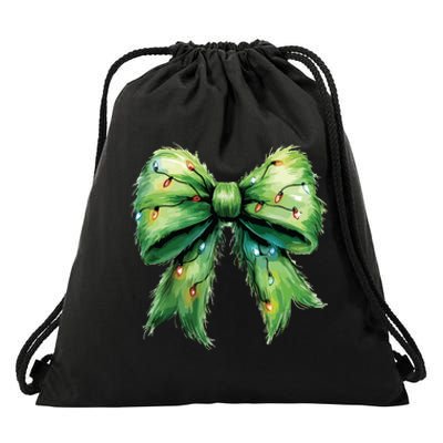 Christmas Bow Coquette Christmas Bow Drawstring Bag