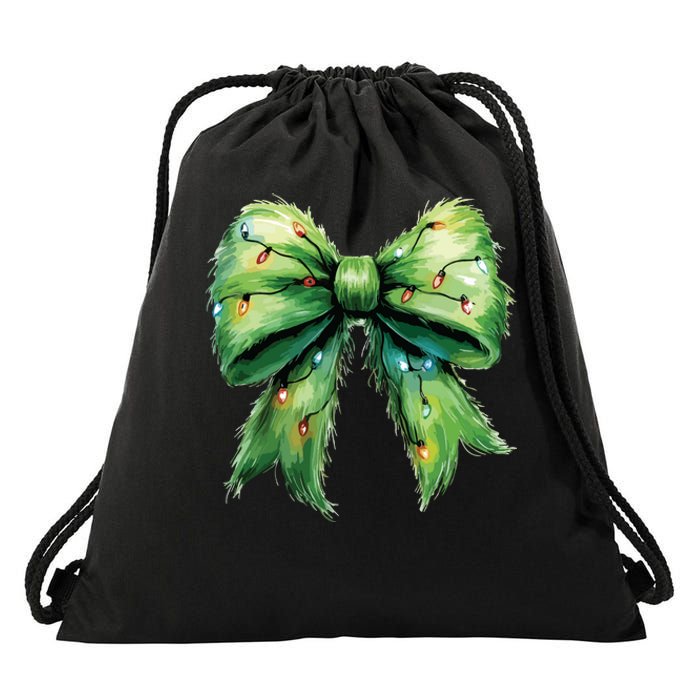 Christmas Bow Coquette Christmas Bow Drawstring Bag