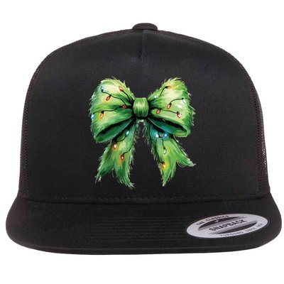 Christmas Bow Coquette Christmas Bow Flat Bill Trucker Hat