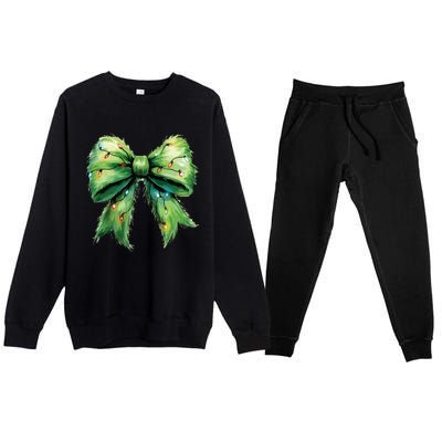 Christmas Bow Coquette Christmas Bow Premium Crewneck Sweatsuit Set