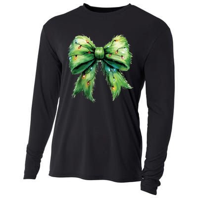 Christmas Bow Coquette Christmas Bow Cooling Performance Long Sleeve Crew