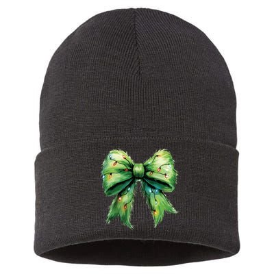 Christmas Bow Coquette Christmas Bow Sustainable Knit Beanie