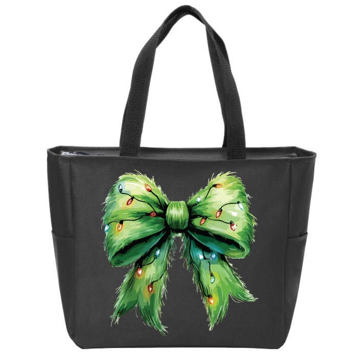 Christmas Bow Coquette Christmas Bow Zip Tote Bag